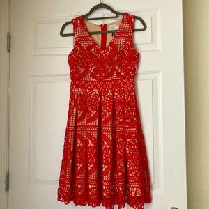 Anthropologie HD in Paris Red Lace Dress